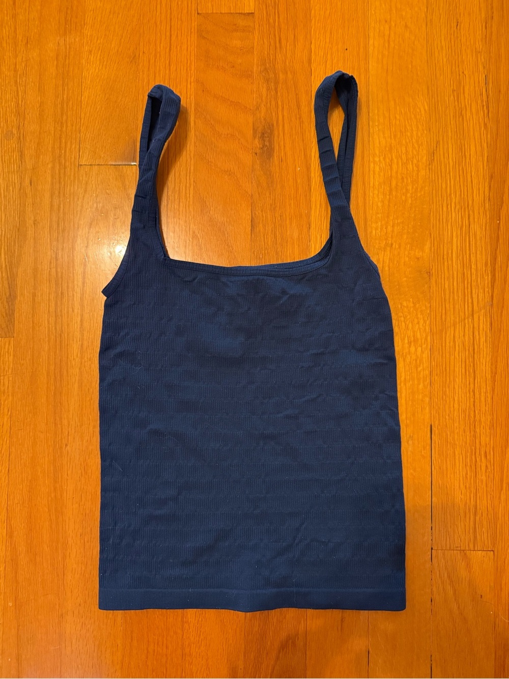 Free People Navy Ribbed Square Tank Top